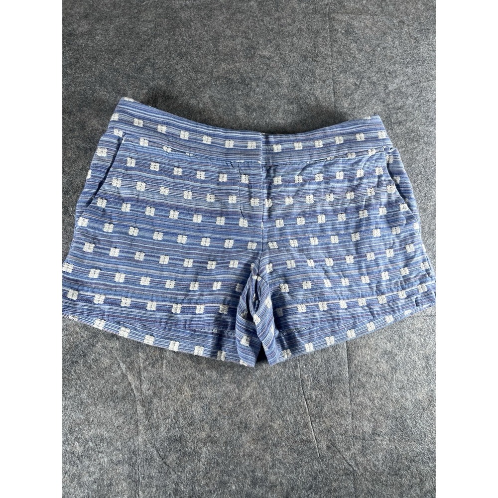 Ann‎ Taylor LOFT Shorts Womens Blue Check Striped Woven Cotton Chino Size 0